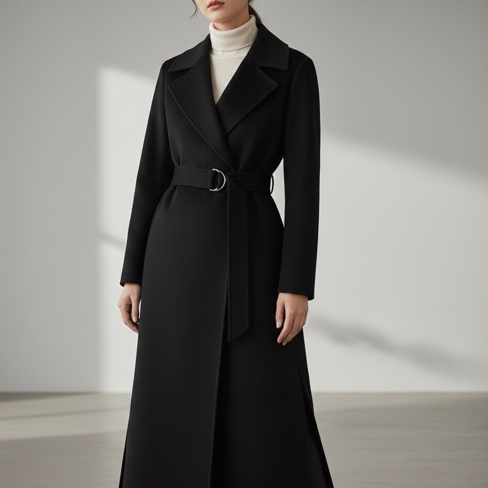 Rebecca Minkoff Anna Jacket wool designer Black Belted Coat